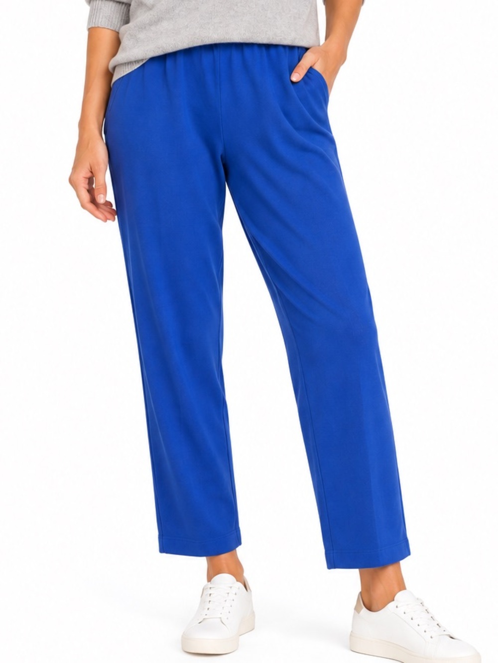 Lands’ End Royal Blue Knit Pull-On Ankle Pants 1X Petite 16W–18W 100% Cotton
